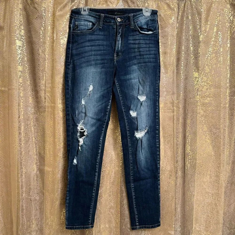 KanCan High Rise Ankle Skinny Stretch Jean Distressed Blue Size 28